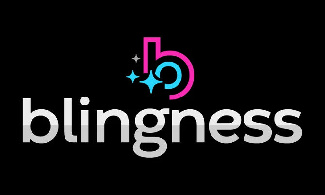 Domain name "Blingness.com" displayed on a sleek, modern website header representing the Nameify brand.