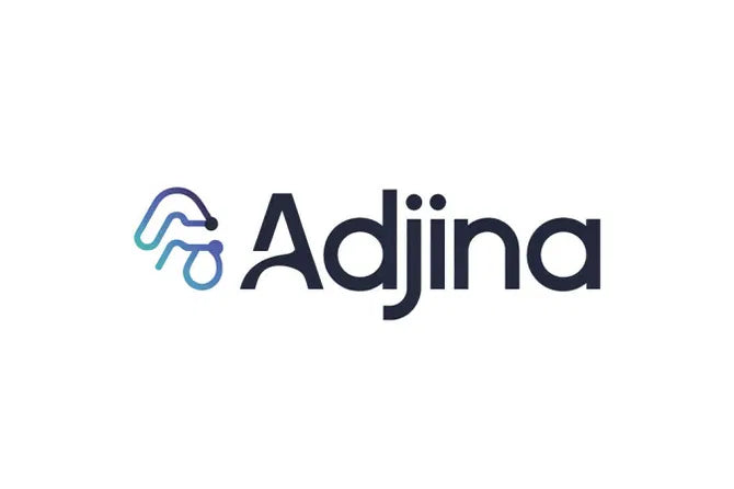 Adjina.com domain name logo with the Nameify brand, displayed on a sleek black background.