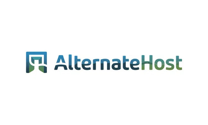 Domain name "AlternateHost.com" displayed on a sleek web page, representing a premium domain offered by Nameify.