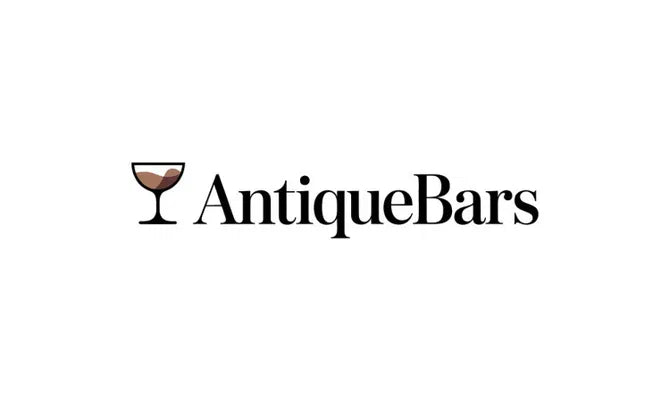 AntiqueBars.com domain name displayed on a clean screen, representing a vintage-style website for antique bar collectibles.