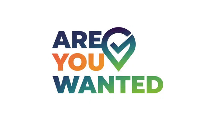 AreYouWanted.com domain name displayed on a web page, showcasing a sleek digital branding design by Nameify.