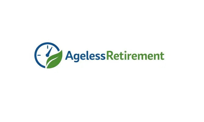 AgelessRetirement.com domain logo with Nameify branding, featuring a modern design and the website name on a clean background.