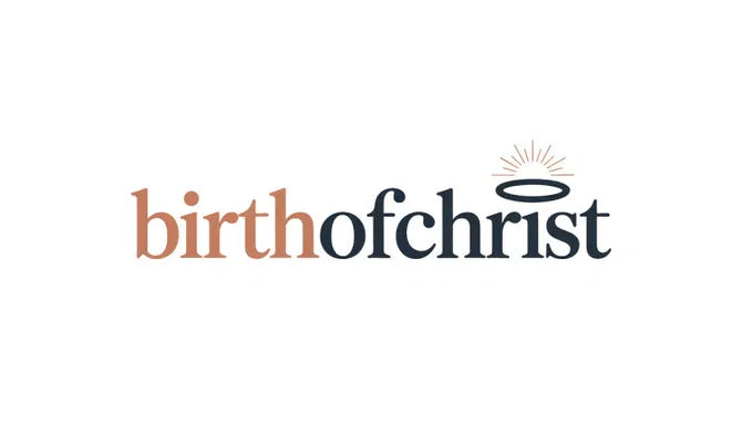 Logo image for BirthOfChrist.com domain, featuring the Nameify brand with a Christian-themed design.