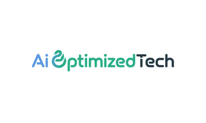 Nameify domain logo for Aioptimizedtech.com, featuring a modern design with AI and technology-themed graphics.