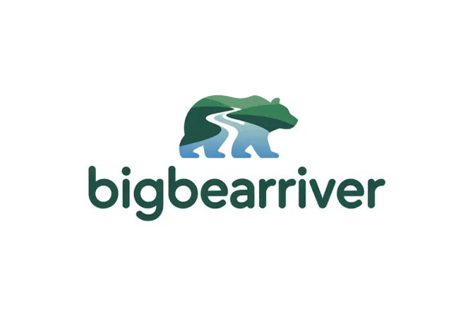 BigBearRiver.com domain logo by Nameify featuring a stylized bear and river design on a sleek background.
