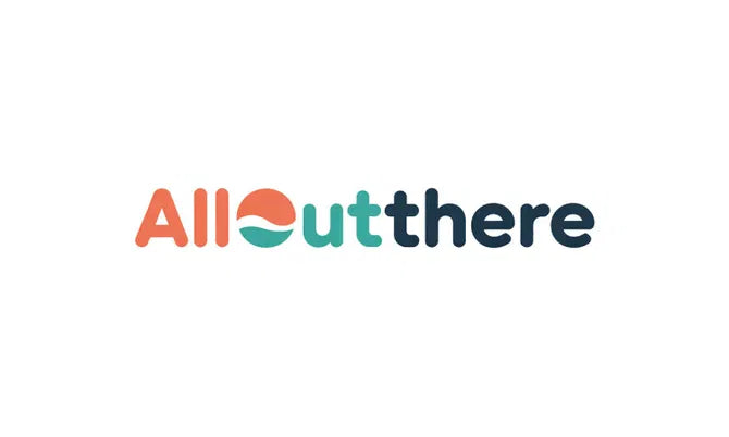 Nameify AllOutThere.com domain logo featuring the website's branding on a clean background.