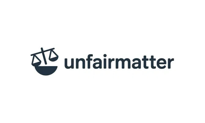 Logo for UnfairMatter.com domain by Nameify, featuring a modern, sleek design with a robot icon and bold typography.