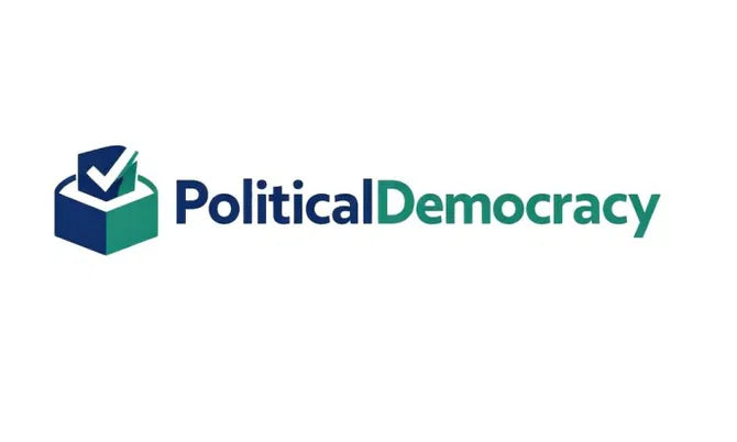 Logo image for PoliticalDemocracy.com domain by Nameify, featuring a modern design with political and democratic themes.