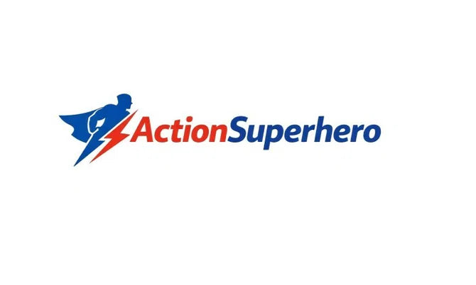 Logo image for ActionSuperhero.com domain by Nameify, featuring a superhero-themed design with bold graphics and vibrant colors.