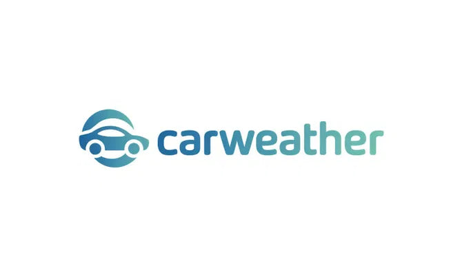 CarWeather.com domain logo featuring the Nameify brand, with a sleek design and weather-themed graphics.