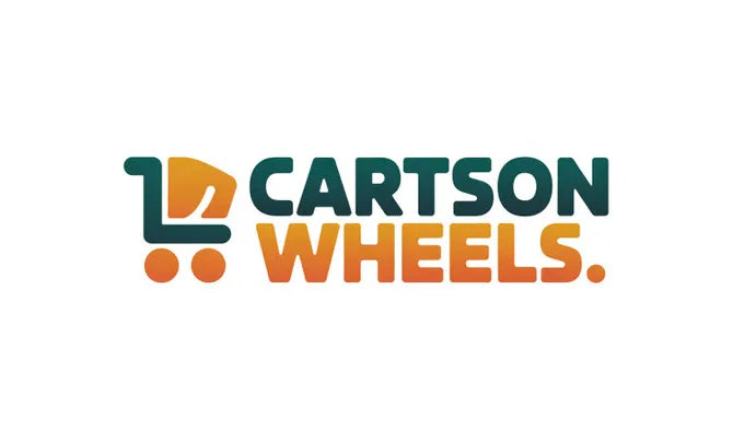 Logo for CartsOnWheels.com domain by Nameify, featuring a modern design with a cart icon and clean branding elements.