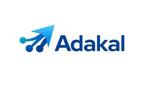 Nameify domain logo for Adakal.com featuring a sleek, modern design on a dark background.