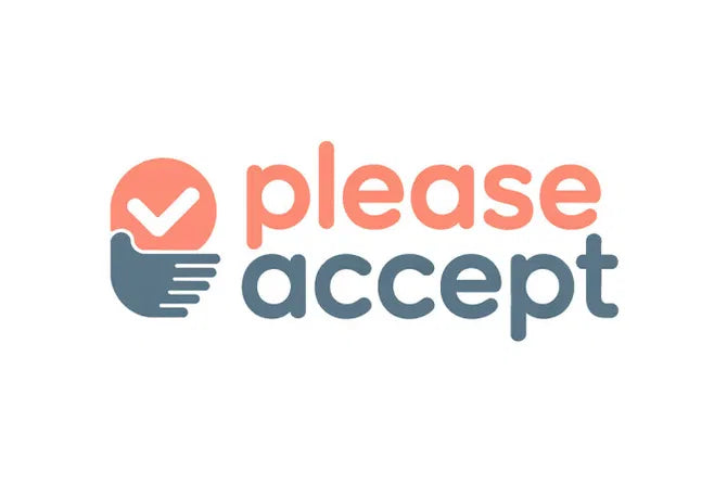 PleaseAccept.com domain logo by Nameify featuring a modern design with the website name in bold text and a professional style.