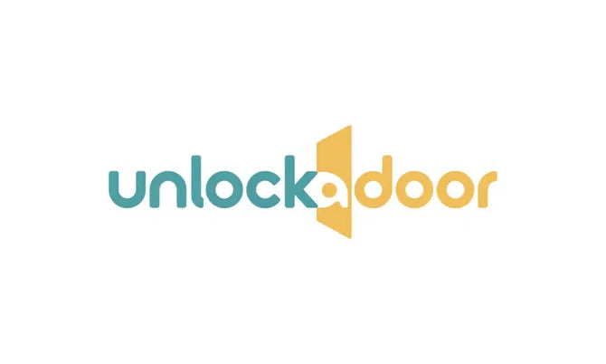 Nameify UnlockADoor.com domain logo featuring a modern design and branding elements for the website.