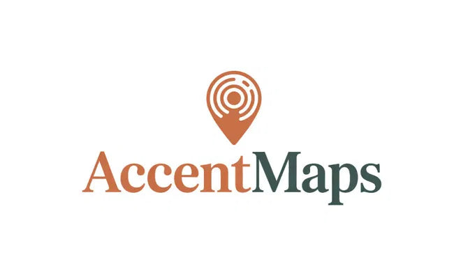Nameify Accentmaps.com domain logo featuring a modern design and branding elements on a dark background.