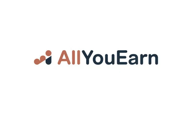 AllYouEarn.com domain logo by Nameify, featuring a sleek design with the website name in modern font.