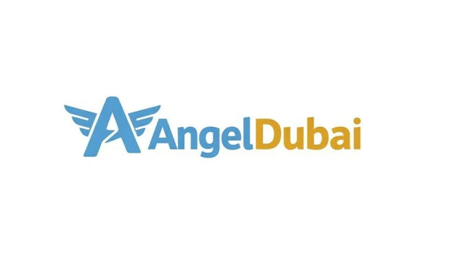 Domain name AngelDubai.com displayed on a sleek digital screen, representing the Nameify brand for premium domain names.