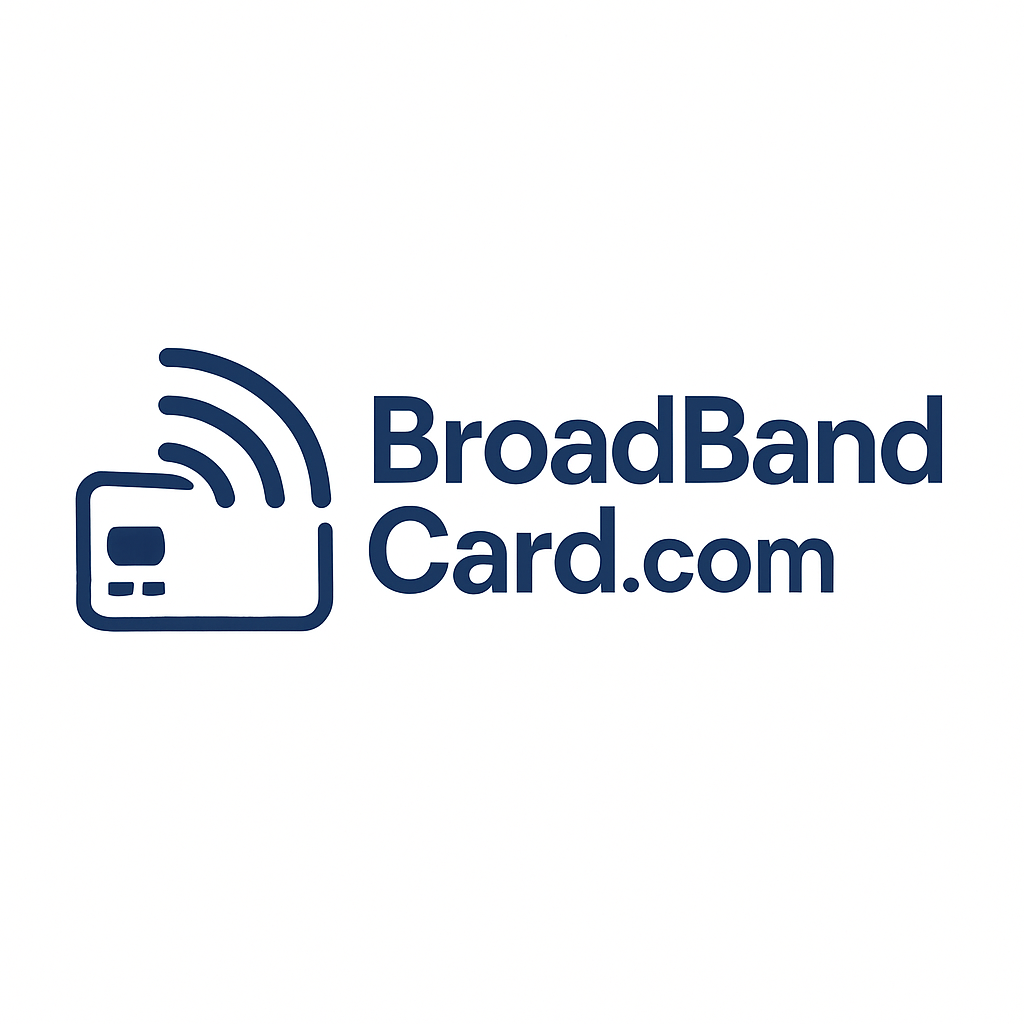 Screenshot of BroadBandCard.com domain webpage by Nameify, showing website layout and domain branding.
