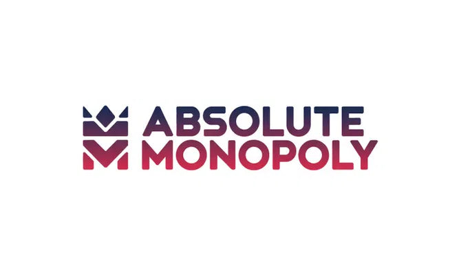 Domain name "absolutemonopoly.com" registered through Nameify, displayed on a sleek digital screen.