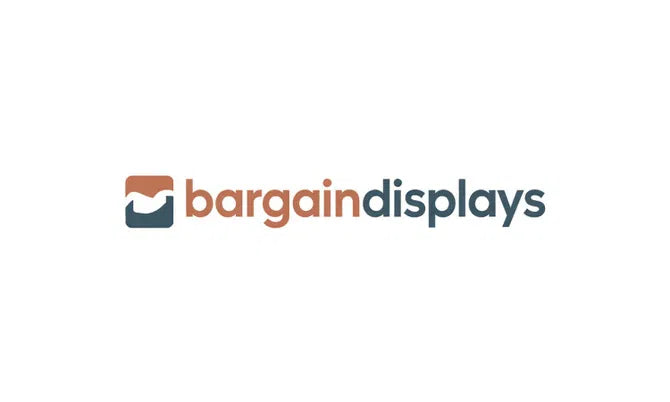 Domain name "bargaindisplays.com" registered through Nameify, displayed on a clean digital screen.
