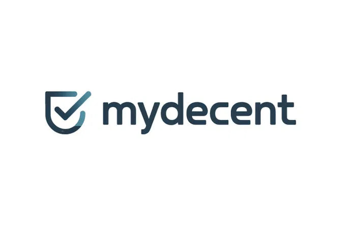 MyDecent.com domain logo featuring the Nameify brand logo on a clean background.