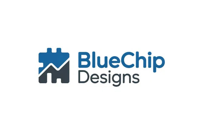BlueChipDesigns.com domain logo featuring the Nameify brand, with a modern design and blue color scheme.