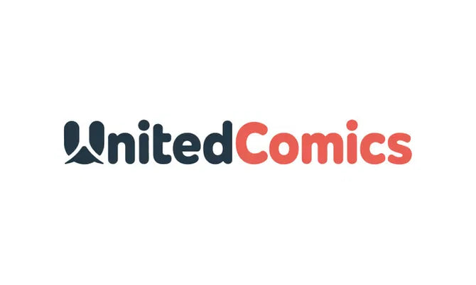 UnitedComics.com domain logo featuring the Nameify brand, with a modern design and vibrant colors on a dark background.