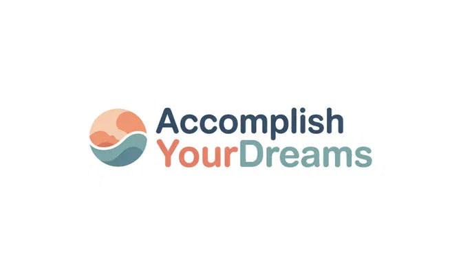 Logo for AccomplishYourDreams.com domain by Nameify, featuring a modern design with inspiring text and branding elements.