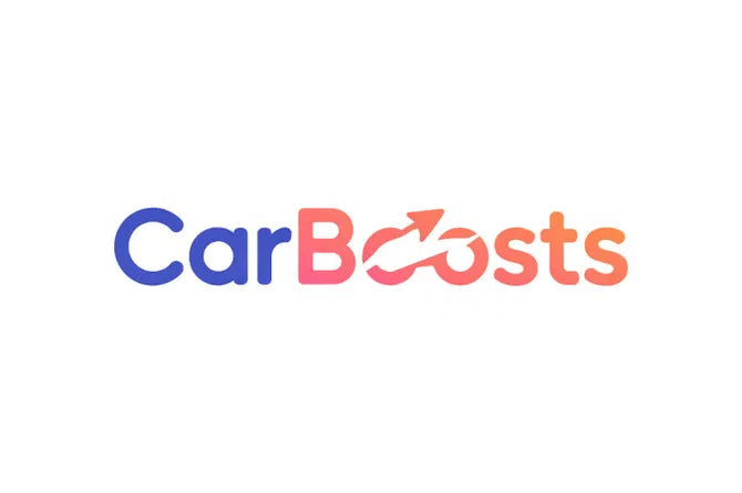 Nameify CarBoosts.com domain logo featuring a sleek design with the brand name and a modern automotive-themed graphic.