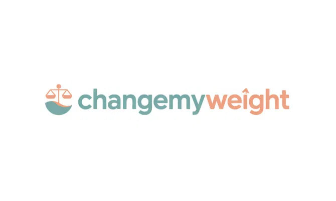 ChangeMyWeight.com domain logo by Nameify, featuring a clean design with the website name in modern typography.