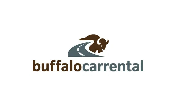 BuffaloCarRental.com domain logo with Nameify branding, featuring a sleek design and the website's name in modern font.