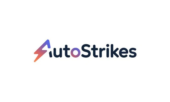 AutoStrikes.com domain logo featuring the Nameify brand logo on a sleek design with modern typography and branding elements.