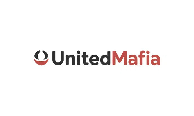 UnitedMafia.com domain logo by Nameify, featuring a stylized graphic with the website name in bold text.