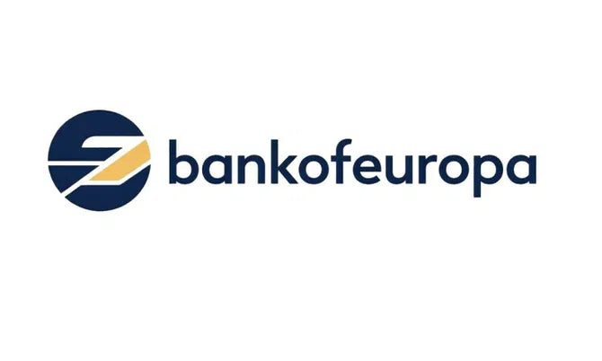 BankOfEuropa.com domain logo with Nameify branding, featuring a professional blue and white bank-themed design.