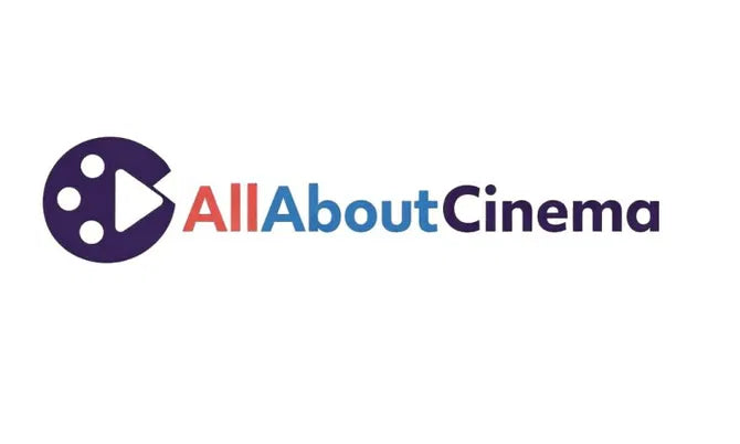 AllAboutCinema.com domain logo with Nameify branding, featuring a modern design and cinema-themed graphics.