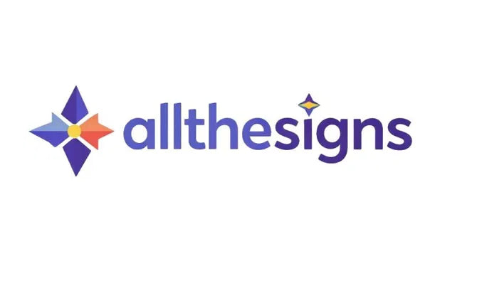 AllTheSigns.com domain logo featuring the Nameify brand with a modern, professional design on a dark background.