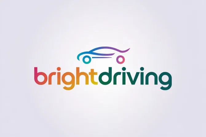 BrightDriving.com domain logo with Nameify branding, featuring a sleek, modern design on a clean background.