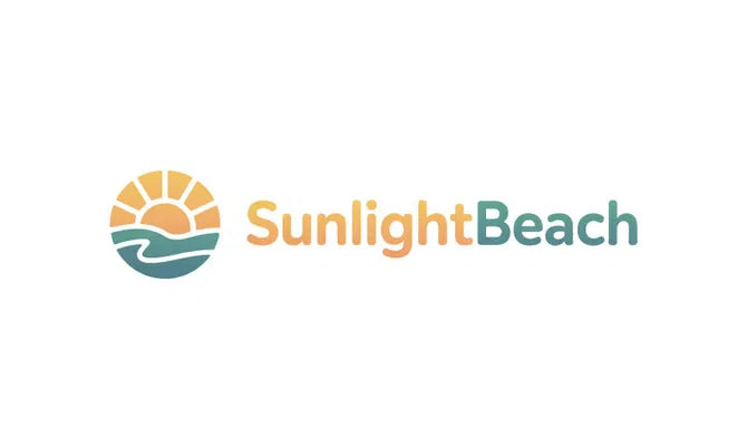 SunLightBeach.com domain logo featuring the Nameify brand, with a vibrant design and sun-themed imagery.