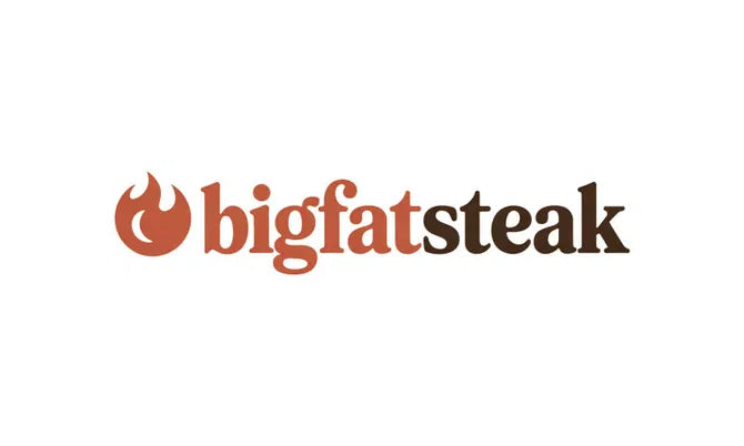 BigFatSteak.com domain logo featuring the Nameify brand logo with bold text and a clean design.